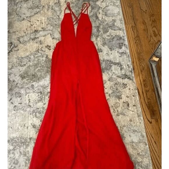 Fame and Partners Surreal Dreamer Red Deep V-Neck Maxi Dresses - Picture 2 of 7